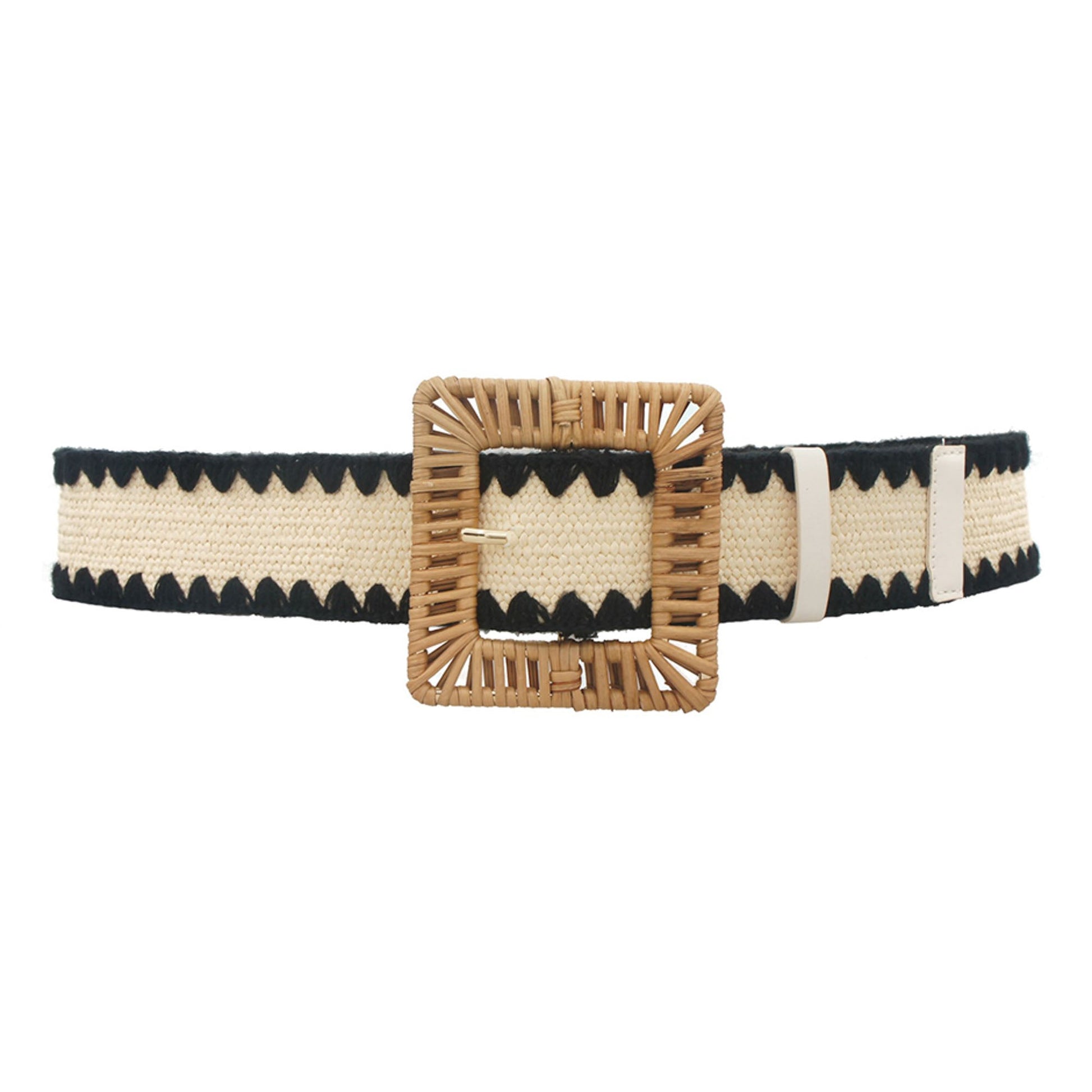 Rectangle Rattan Buckle Crochet Trim Straw Belt - Premium  from ZLA - Just $17! Shop now at ZLA