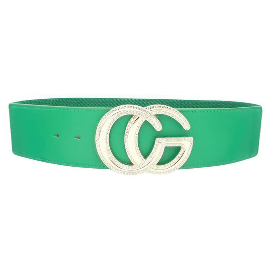 Rhinestone Outlined Cg Buckle Elastic Belt - Premium  from ZLA - Just $17! Shop now at ZLA
