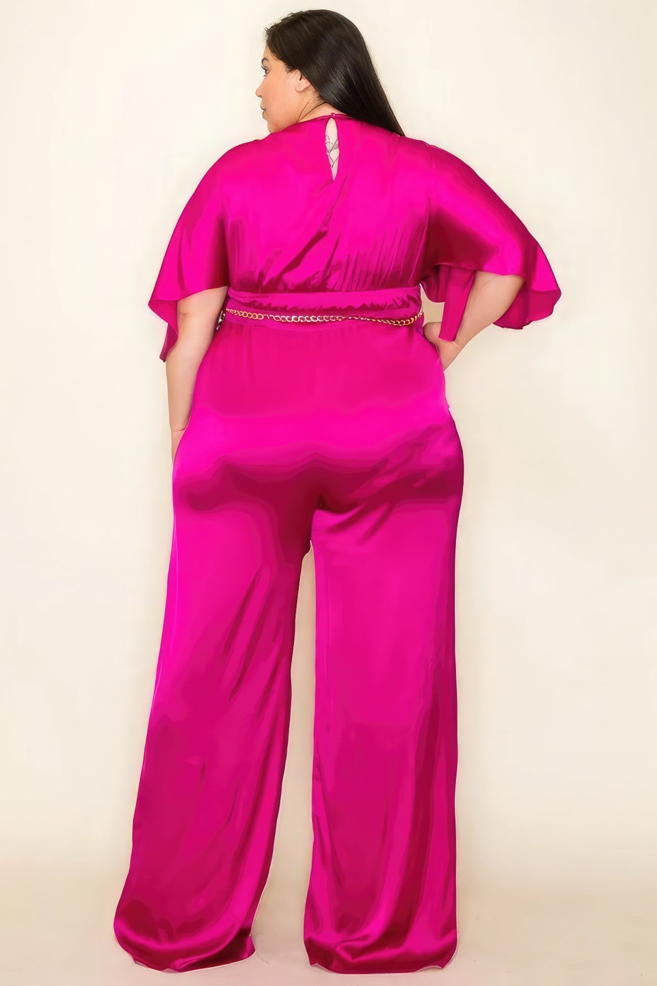 Satin Wrap Front Short Sleeve Smocked Waist Jumpsuit - Premium  from ZLA - Just $69! Shop now at ZLA
