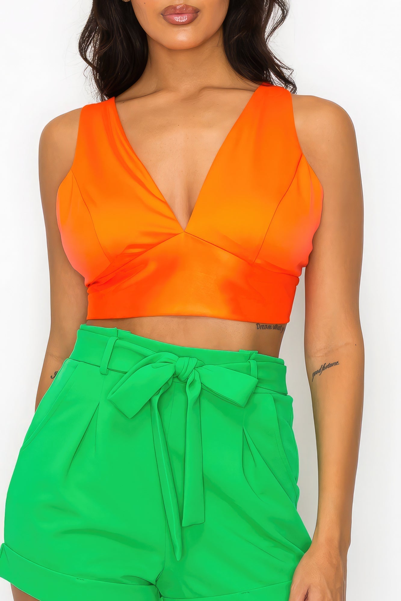 Smock V-neck Satin Bra Top - Premium  from ZLA - Just $11! Shop now at ZLA