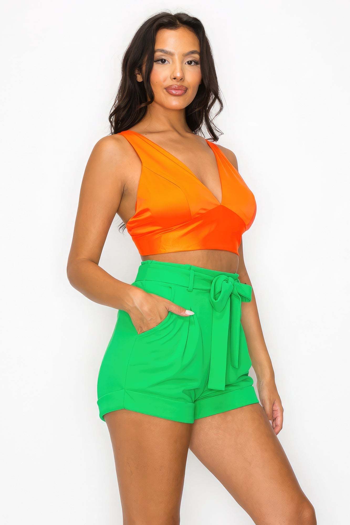 Smock V-neck Satin Bra Top - Premium  from ZLA - Just $11! Shop now at ZLA