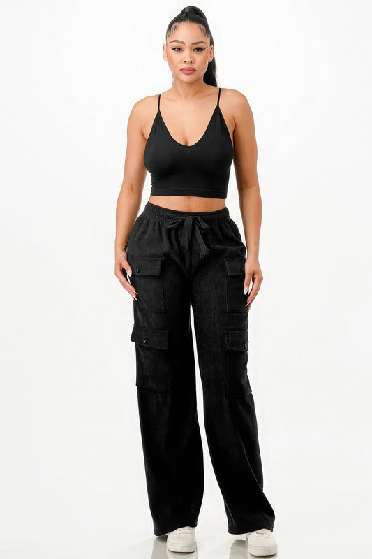 Solid Corduroy Cargo Pants - Premium  from ZLA - Just $20! Shop now at ZLA