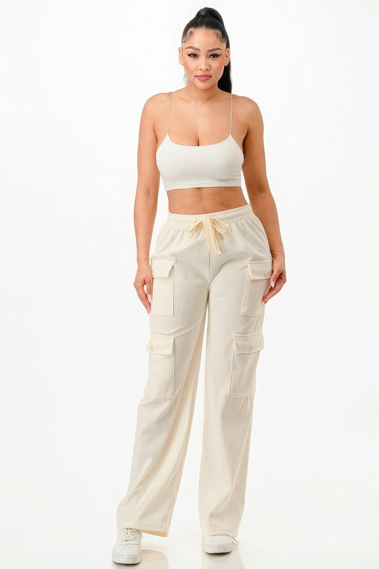 Solid Corduroy Cargo Pants - Premium  from ZLA - Just $20! Shop now at ZLA