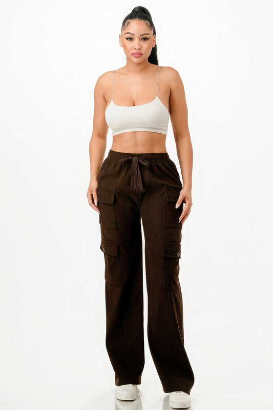 Solid Corduroy Cargo Pants - Premium  from ZLA - Just $20! Shop now at ZLA