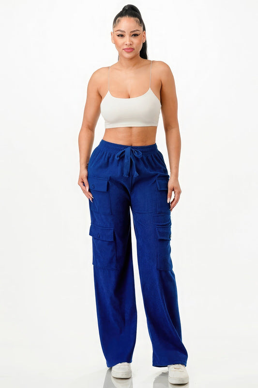 Solid Corduroy Cargo Pants - Premium  from ZLA - Just $20! Shop now at ZLA