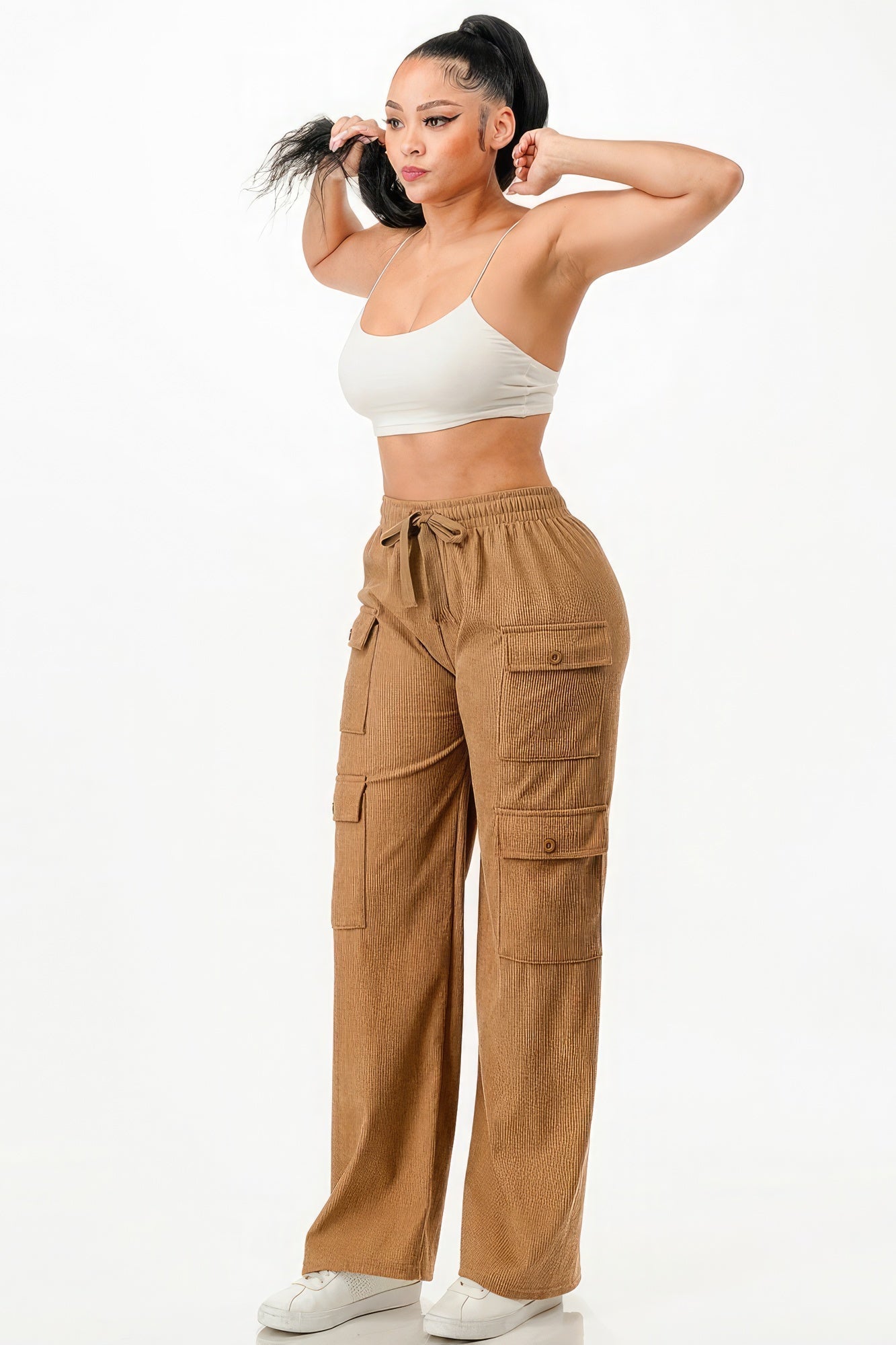 Solid Corduroy Cargo Pants - Premium  from ZLA - Just $20! Shop now at ZLA