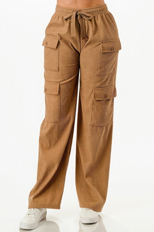 Solid Corduroy Cargo Pants - Premium  from ZLA - Just $20! Shop now at ZLA