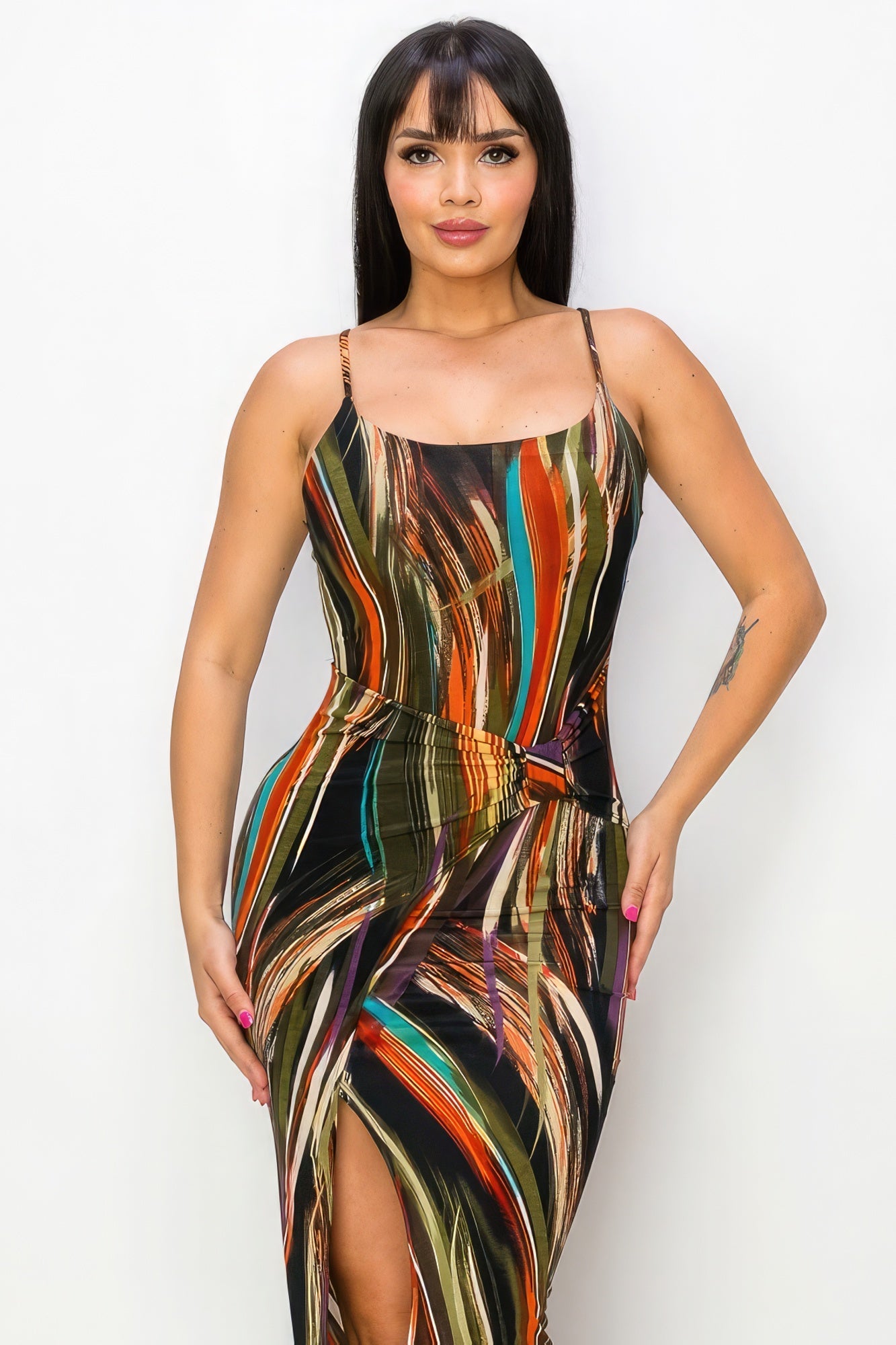 Split Thigh Multicolor Long Dress - Premium  from ZLA - Just $43! Shop now at ZLA