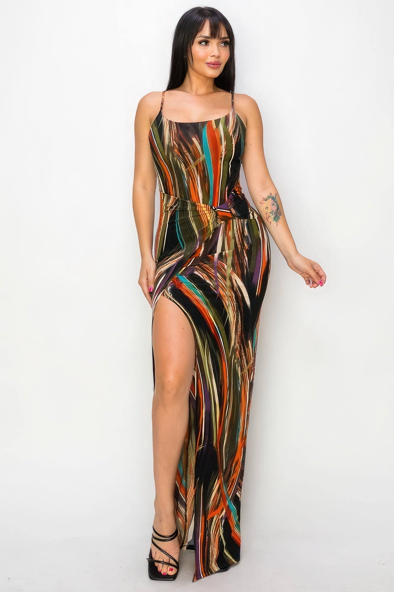 Split Thigh Multicolor Long Dress - Premium  from ZLA - Just $43! Shop now at ZLA