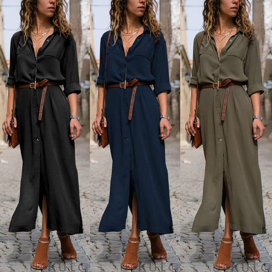 V Neck Boho Long Maxi Dress - ZLA