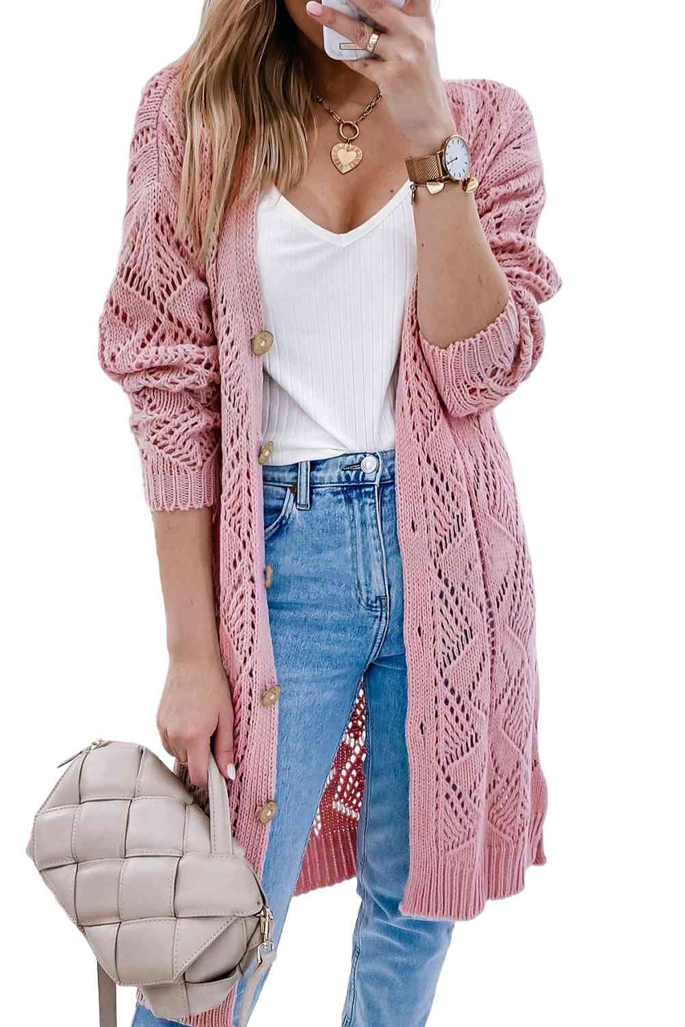 V-Neck Long Sleeve Cardigan - Premium  from Trendsi - Just $45! Shop now at ZLA