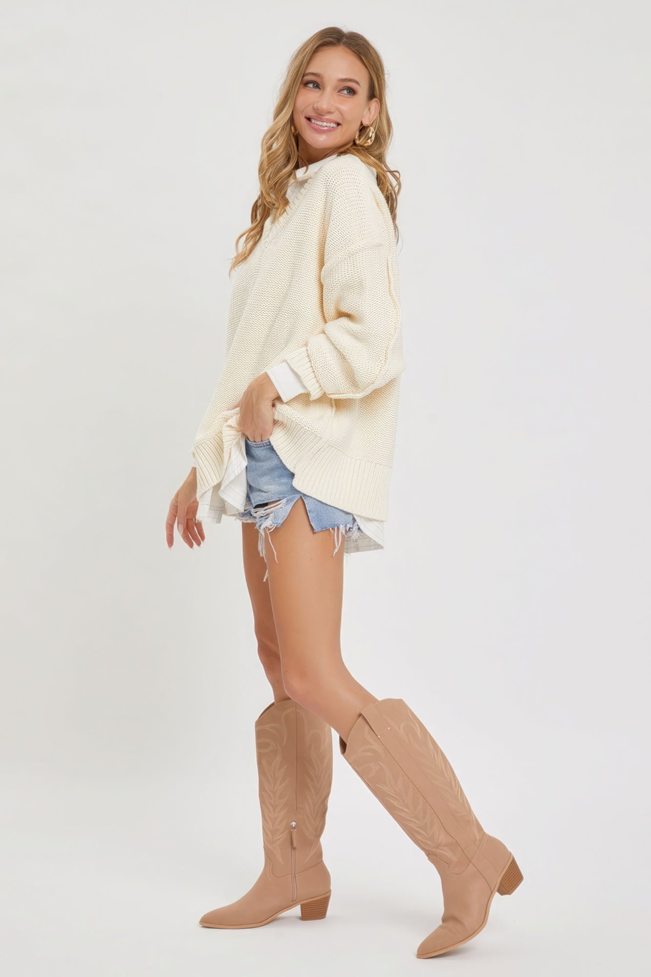 V Neck Oversized Sweater - Premium  from ZLA - Just $72! Shop now at ZLA
