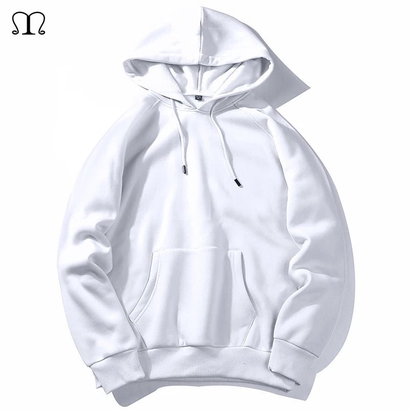 Warm Fleece Hoodies Men Sweatshirts 2021 New Spring Autumn Solid White Color Hip Hop Streetwear Hoody Man's Clothing EU SZIE XXL - Premium  from ZLA - Just $13.98! Shop now at ZLA