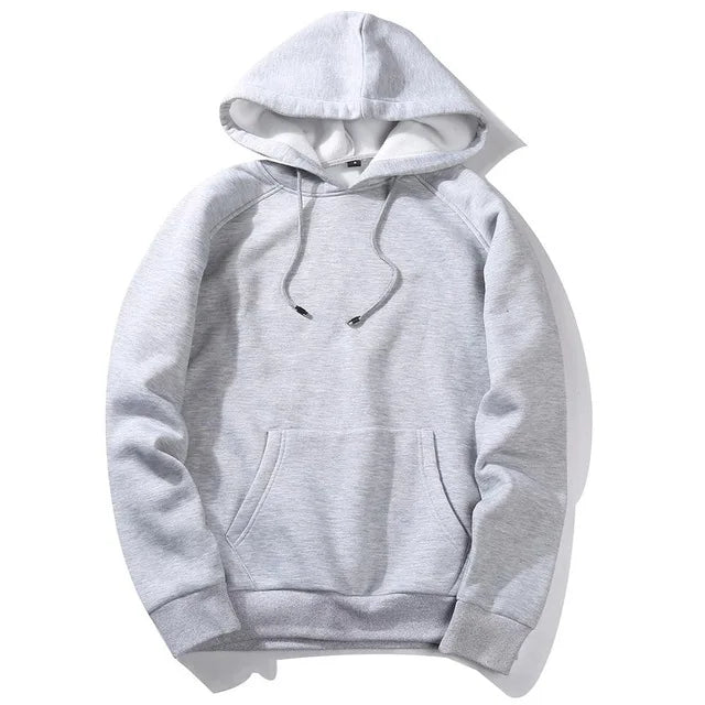 Warm Fleece Hoodies Men Sweatshirts 2021 New Spring Autumn Solid White Color Hip Hop Streetwear Hoody Man's Clothing EU SZIE XXL - Premium  from ZLA - Just $13.98! Shop now at ZLA