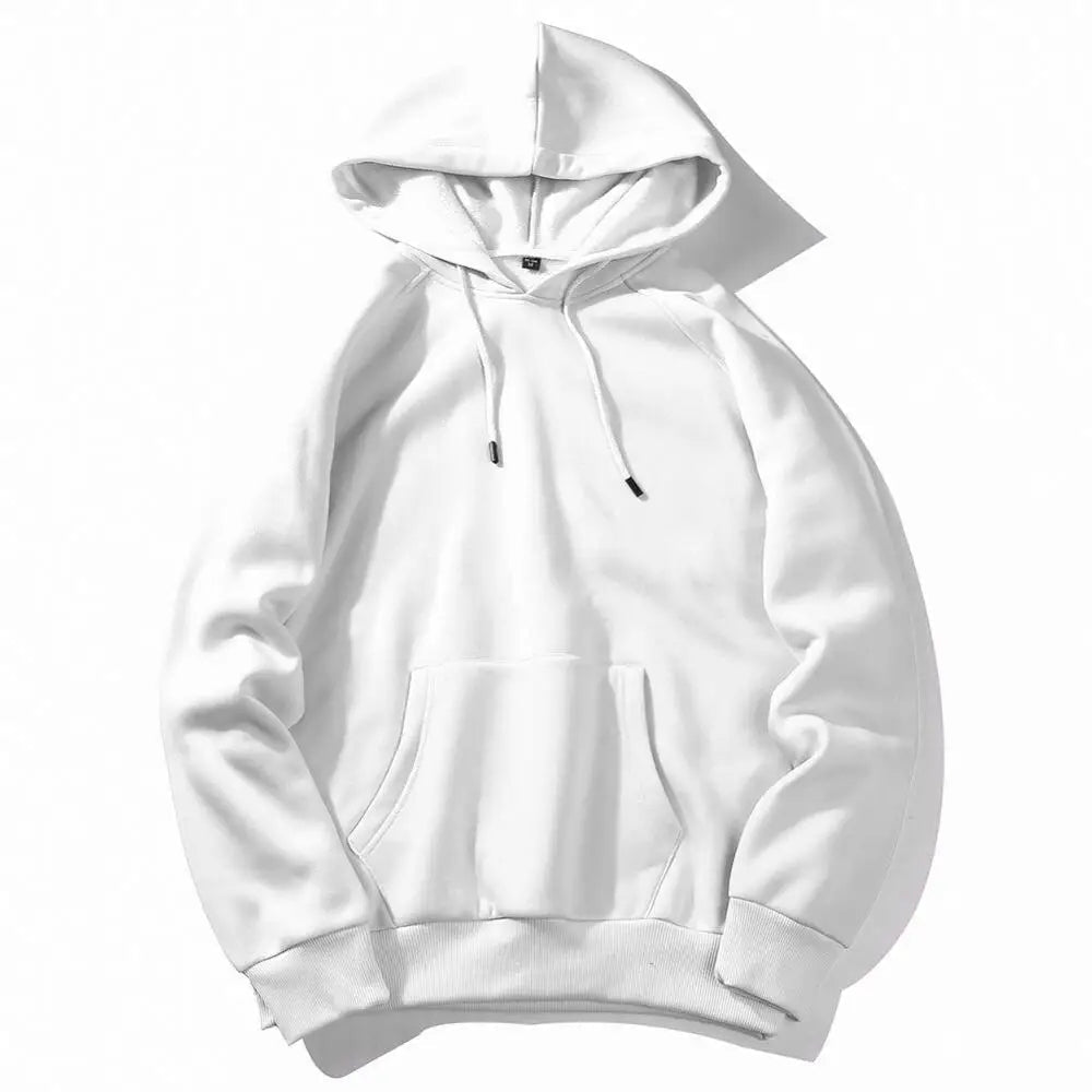 Warm Fleece Hoodies Men Sweatshirts 2021 New Spring Autumn Solid White Color Hip Hop Streetwear Hoody Man's Clothing EU SZIE XXL - Premium  from ZLA - Just $13.98! Shop now at ZLA