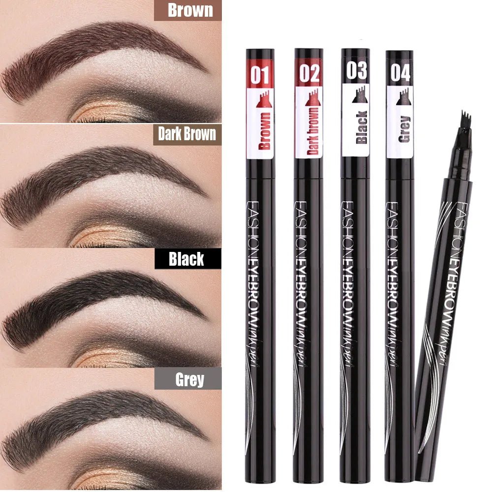 Waterproof Natural Eyebrow Pen Four-claw Eye Brow Tint Makeup three Colors Eyebrow Pencil Brown Black Grey Brush Cosmetics - Premium  from ZLA - Just $6.12! Shop now at ZLA