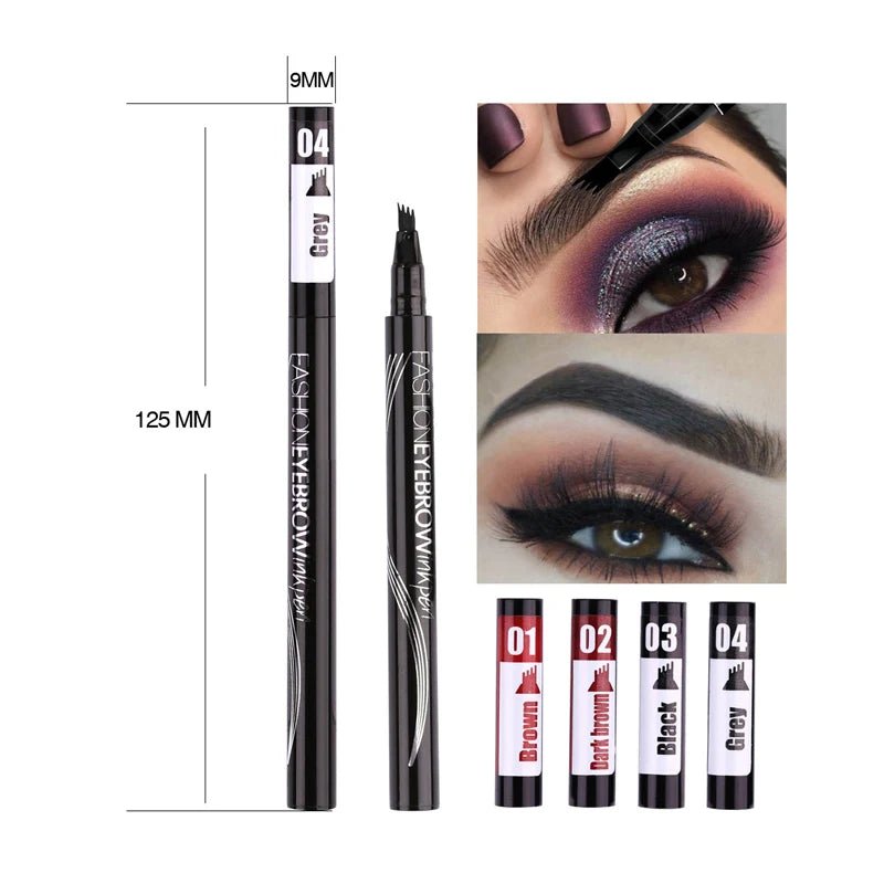 Waterproof Natural Eyebrow Pen Four-claw Eye Brow Tint Makeup three Colors Eyebrow Pencil Brown Black Grey Brush Cosmetics - Premium  from ZLA - Just $6.12! Shop now at ZLA