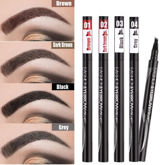Waterproof Natural Eyebrow Pen Four-claw Eye Brow Tint Makeup three Colors Eyebrow Pencil Brown Black Grey Brush Cosmetics - Premium  from ZLA - Just $6.12! Shop now at ZLA