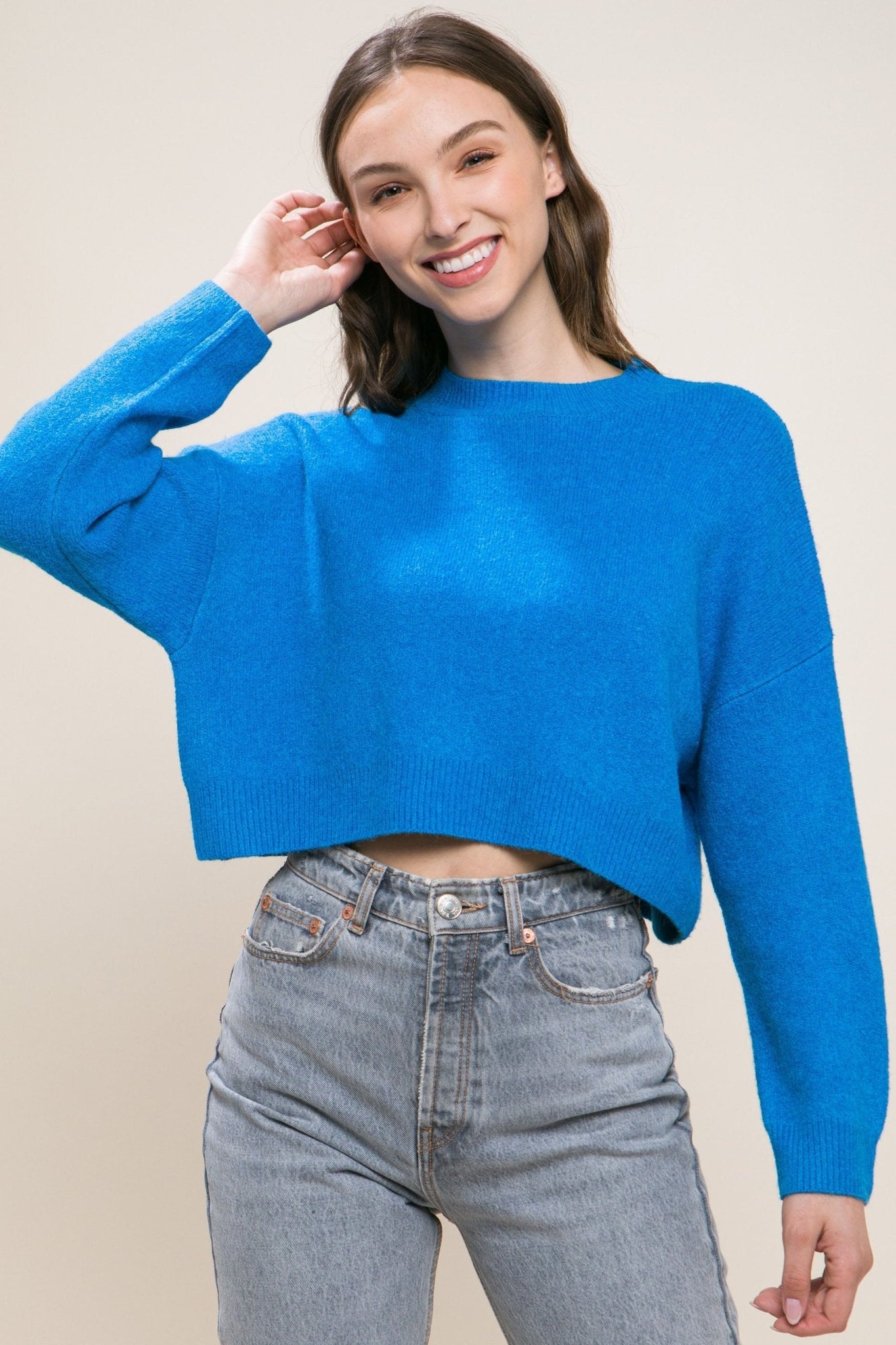 Wool Blend Cropped Sweater Top - Premium  from ZLA - Just $27.50! Shop now at ZLA