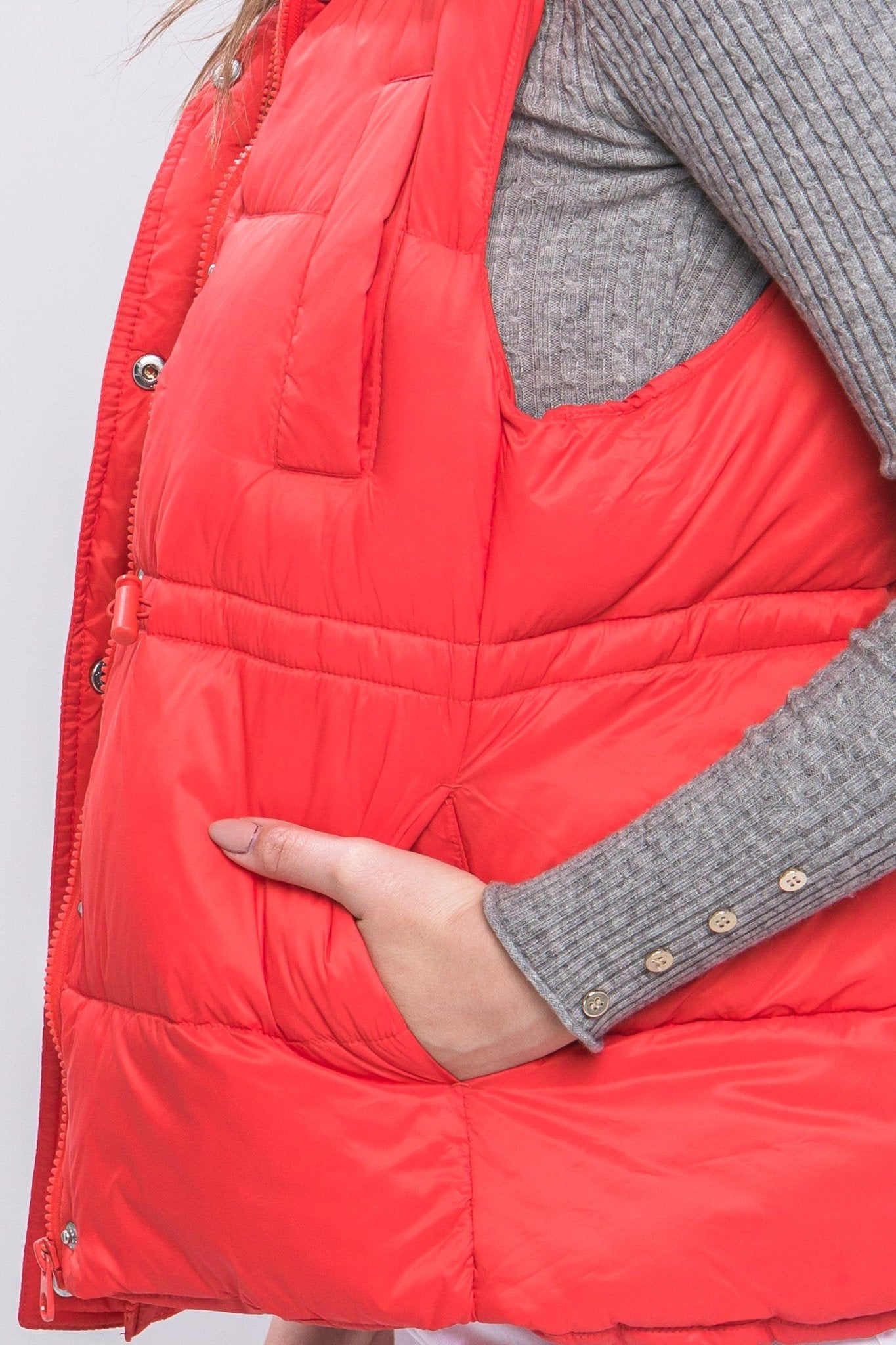 Zip Up Button Puffer Vest With Waist Toggles - Premium  from ZLA - Just $33! Shop now at ZLA